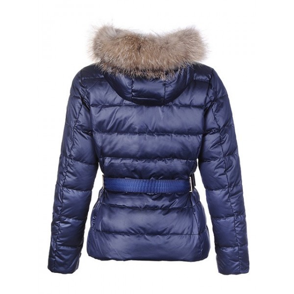 Moncler Blu Fur Cap e cinturino Slim caldo Cappotti uscita